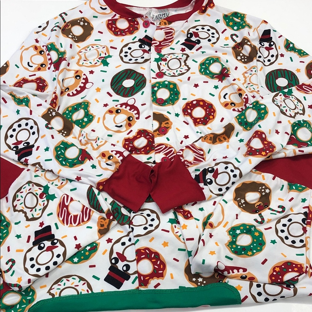 Fammy Jammies Men’s Donut Print Onesie – Size Large